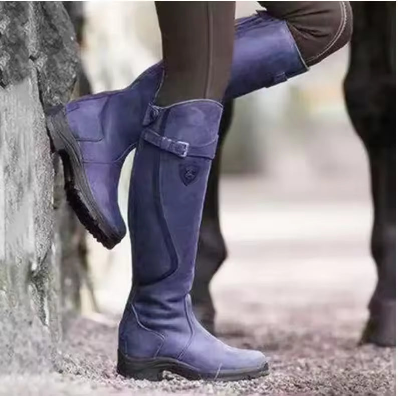 Women's Suede-Look Over-the-Knee Pointed Toe High Heel Cowgirl Boots - CB006