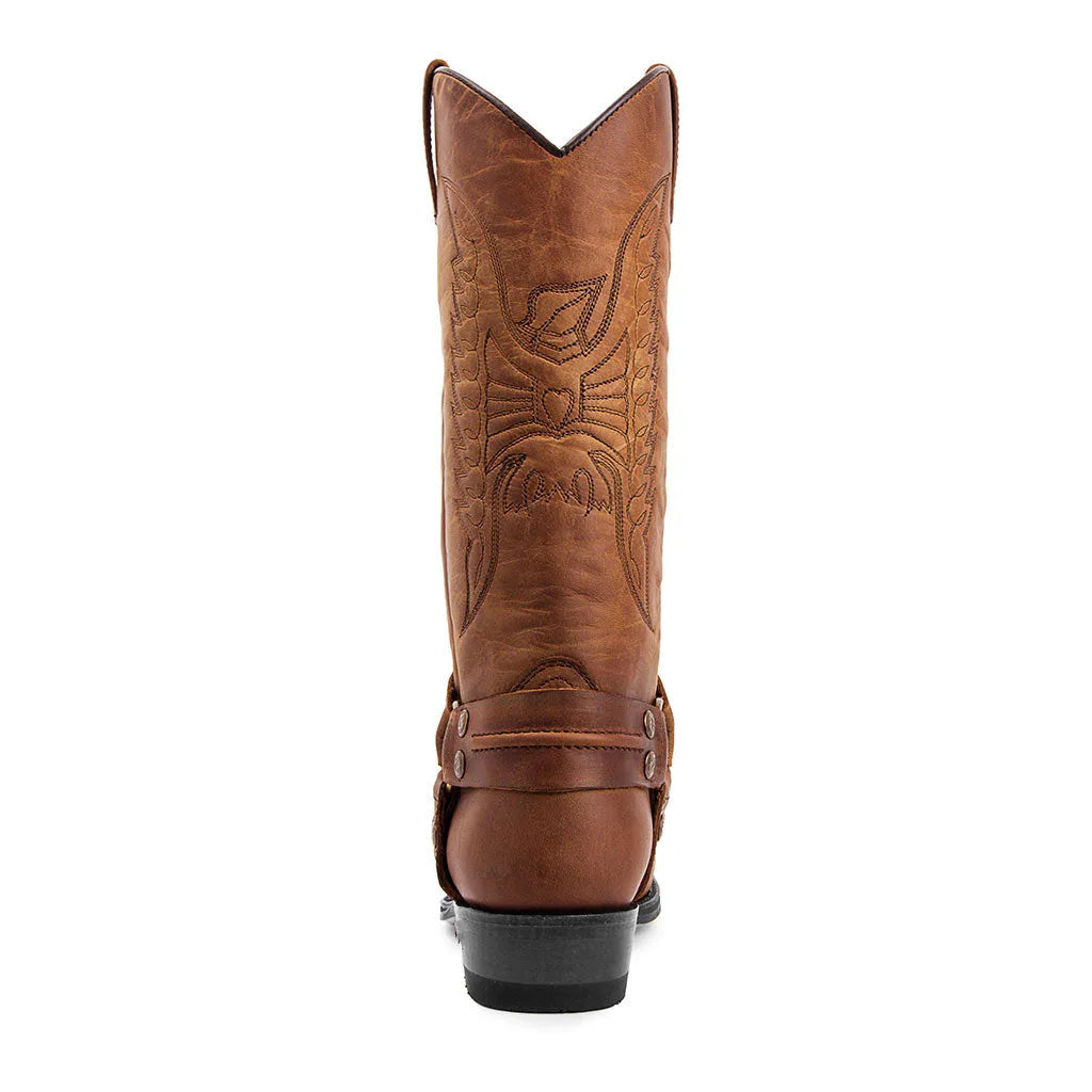 Men's Faux Leather Western Embroidered Mid-Calf Round Toe Cowboy Boots - CB041