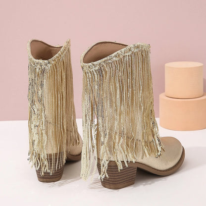 Girls' Fringe Mid-Calf Cowgirl Boots - CB083