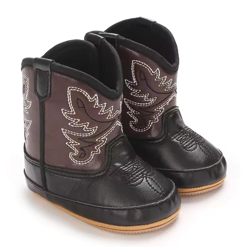 Baby PU Leather Mid-Calf Round Toe Baby Western Boots - CB074