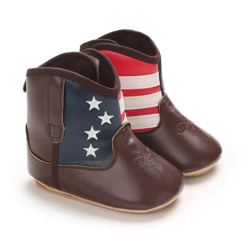 Baby PU Leather Mid-Calf Round Toe Baby Western Boots - CB074
