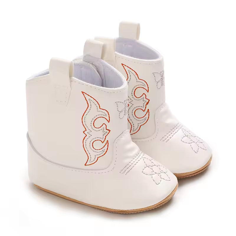 Baby PU Leather Mid-Calf Round Toe Baby Western Boots - CB074
