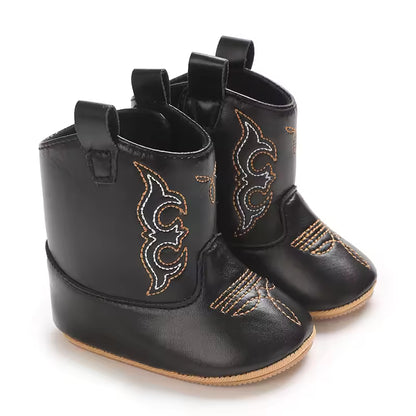 Baby PU Leather Mid-Calf Round Toe Baby Western Boots - CB074