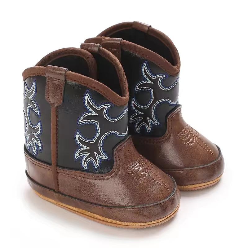 Baby PU Leather Mid-Calf Round Toe Baby Western Boots - CB074