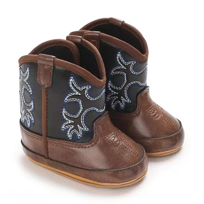 Baby PU Leather Mid-Calf Round Toe Baby Western Boots - CB074