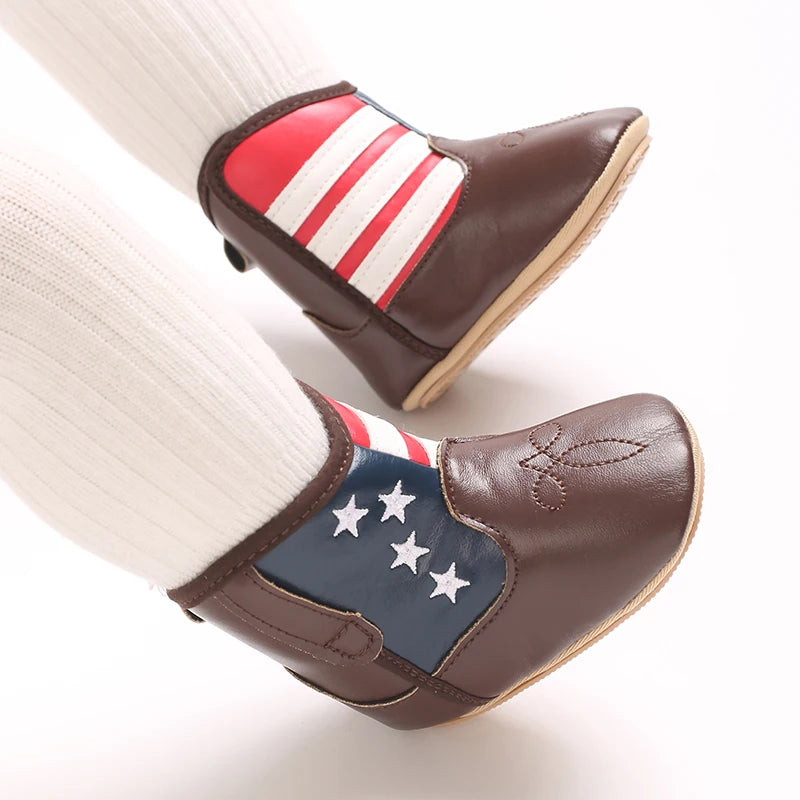 Baby PU Leather Mid-Calf Round Toe Baby Western Boots - CB074