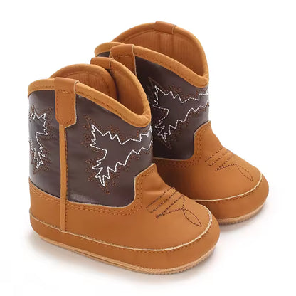 Baby PU Leather Mid-Calf Round Toe Baby Western Boots - CB074