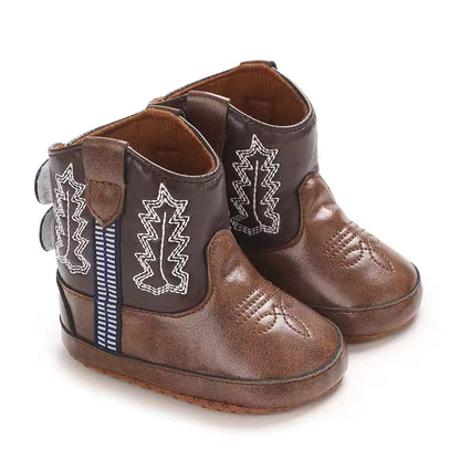 Baby PU Leather Mid-Calf Round Toe Baby Western Boots - CB074