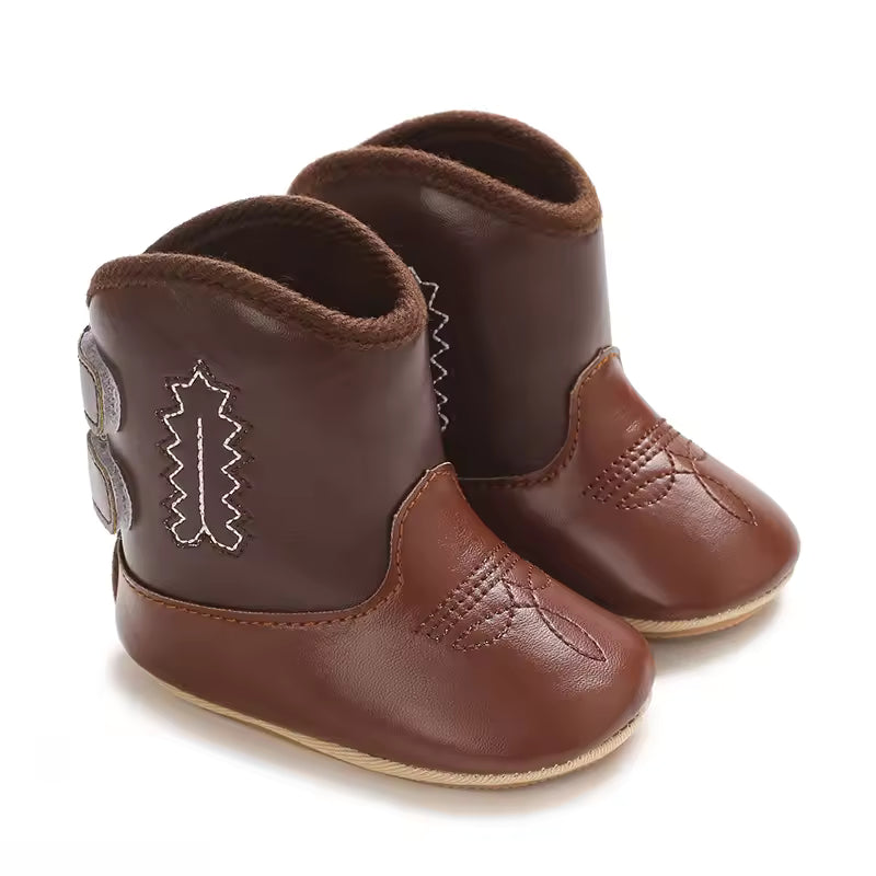 Baby PU Leather Mid-Calf Round Toe Baby Western Boots - CB074