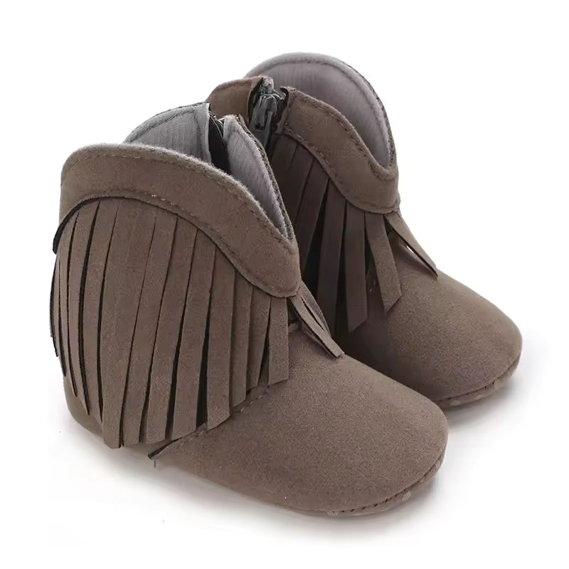 Baby PU Leather Mid-Calf Round Toe Baby Western Boots - CB074