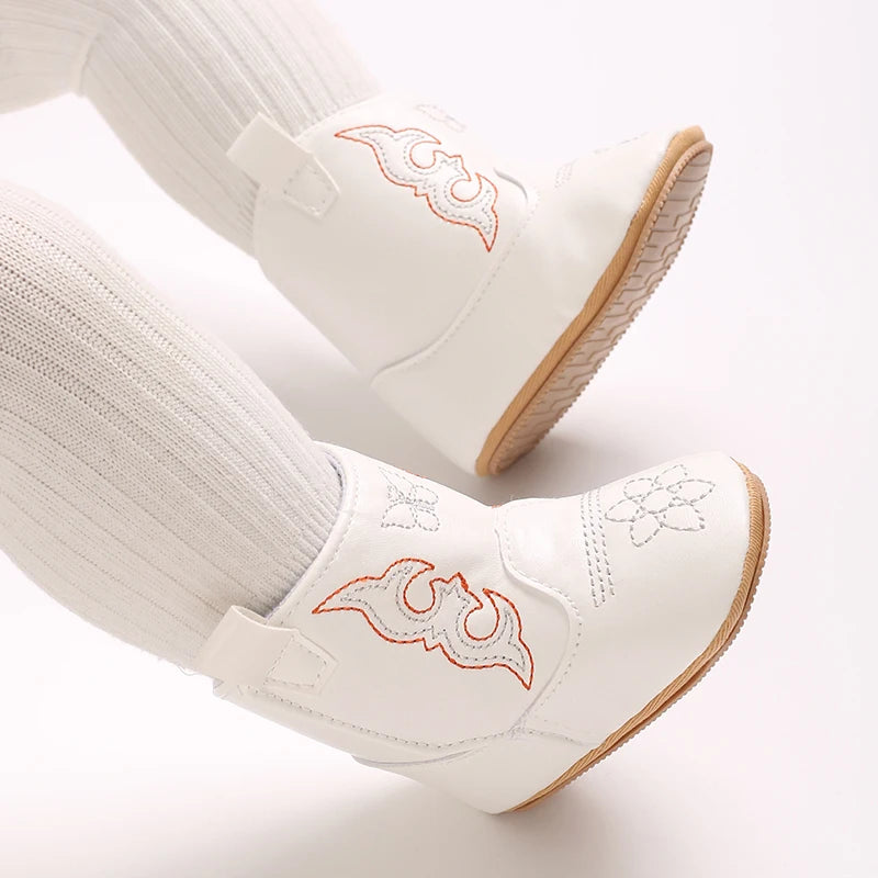 Baby PU Leather Mid-Calf Round Toe Baby Western Boots - CB074
