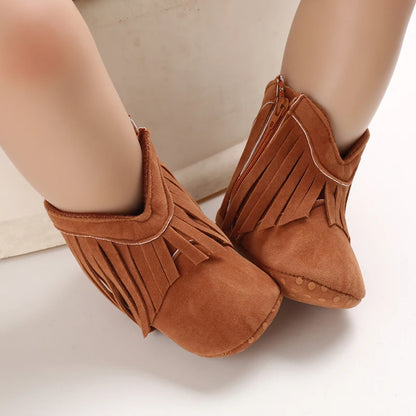 Baby PU Leather Mid-Calf Round Toe Baby Western Boots - CB074