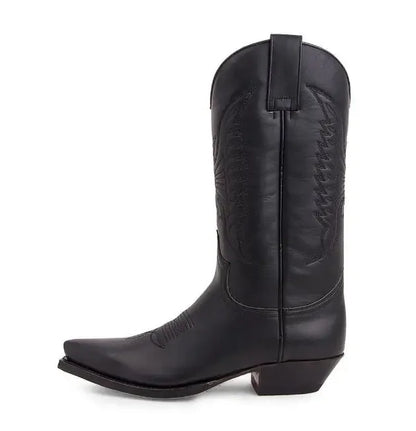 Unisex PU Leather Mid-Calf Pointed Toe Western Cowboy Boots - CB048