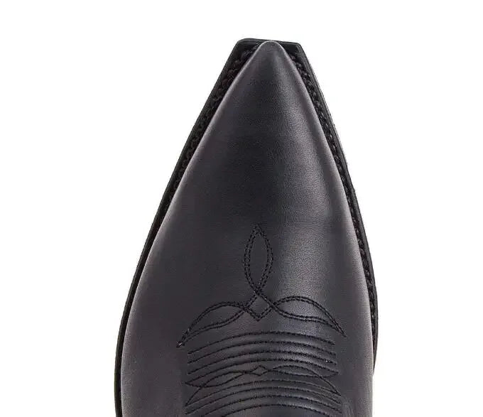 Unisex PU Leather Mid-Calf Pointed Toe Western Cowboy Boots - CB048
