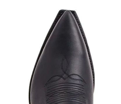 Unisex PU Leather Mid-Calf Pointed Toe Western Cowboy Boots - CB048