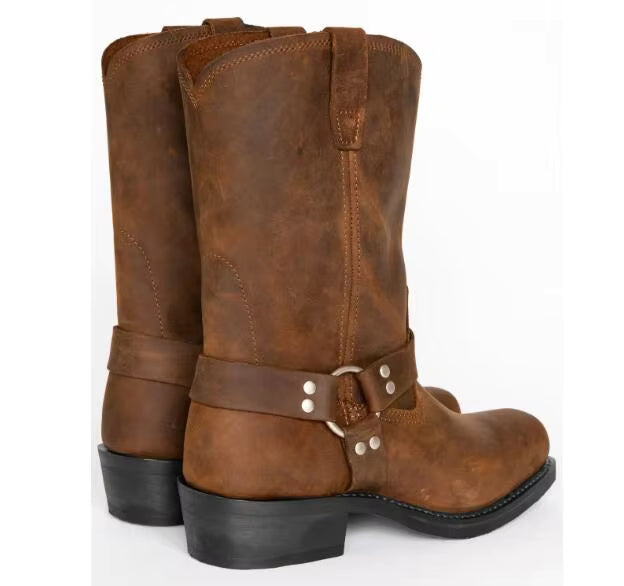Men's PU Leather Mid-Calf Square Toe Cowboy Boots - CB049