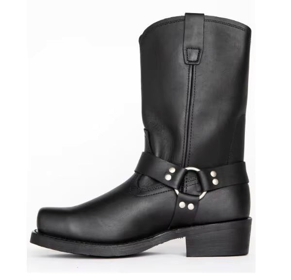 Men's PU Leather Mid-Calf Square Toe Cowboy Boots - CB049
