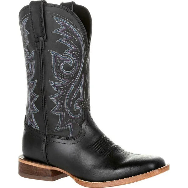 Men's Genuine Leather Mid-Calf Pointed Toe Mid Heel Cowboy Boots - CB001
