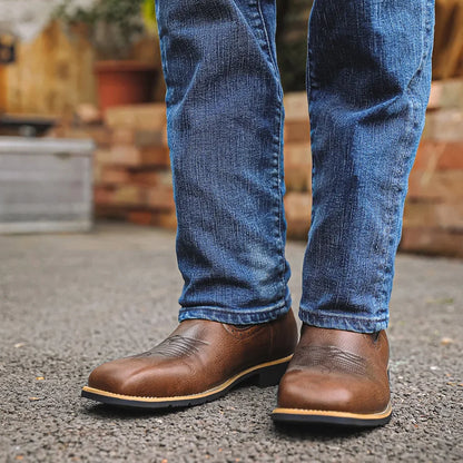 Men's PU Leather Western Embroidered Mid-Calf Pointed Toe Mid Heel Cowboy Boots - CB003