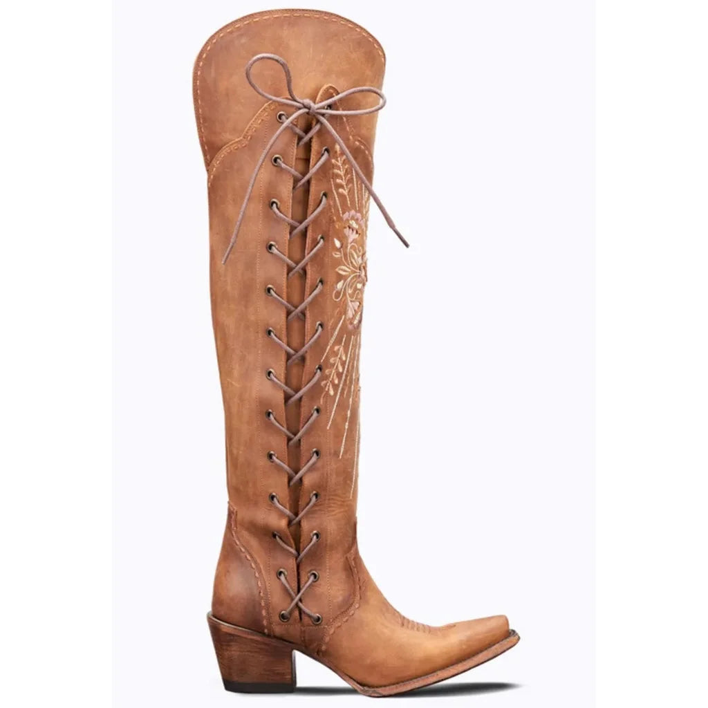 Women's Side-Zip Over-the-Knee Pointed Toe Block Heel Cowgirl Boots - CB026