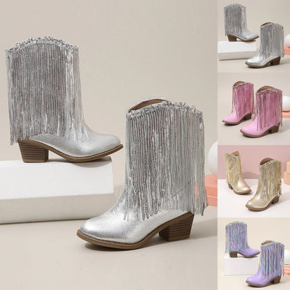 Girls' Fringe Mid-Calf Cowgirl Boots - CB083