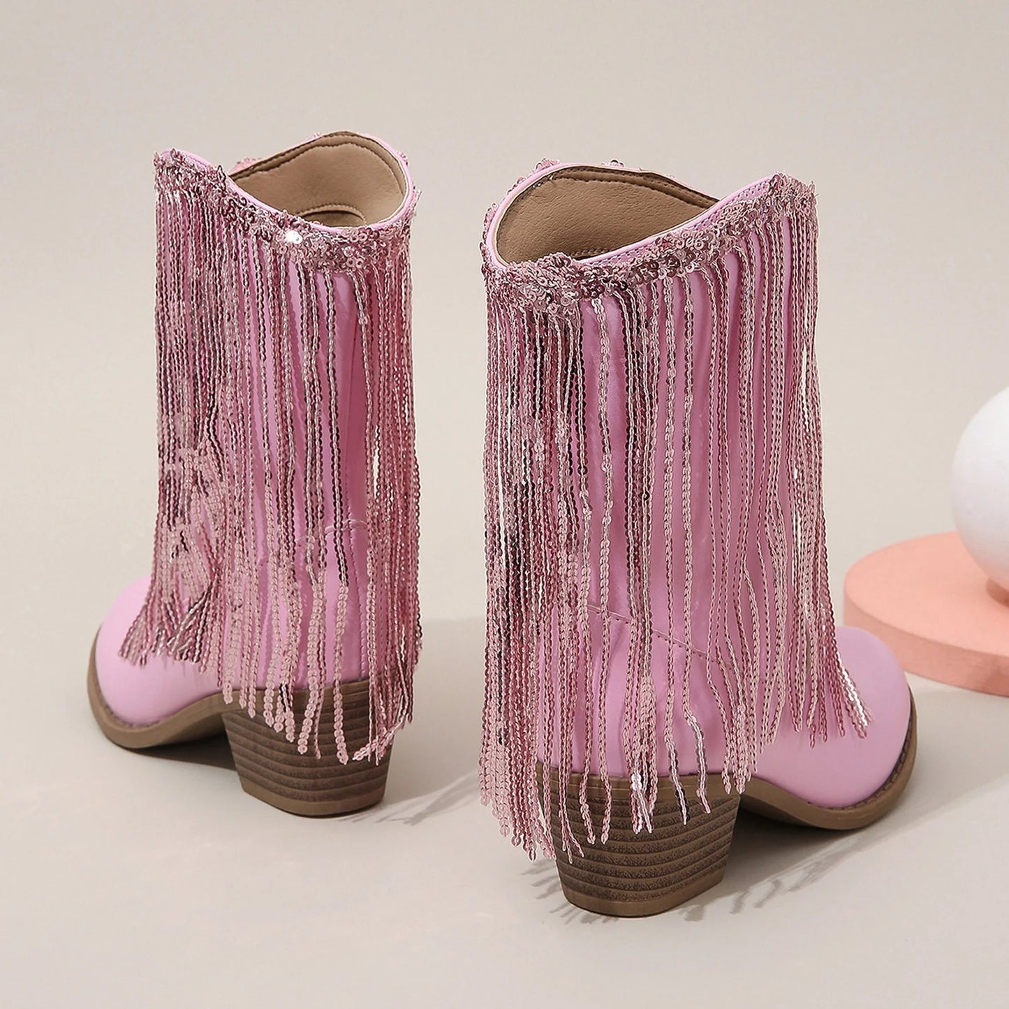 Girls' Fringe Mid-Calf Cowgirl Boots - CB083