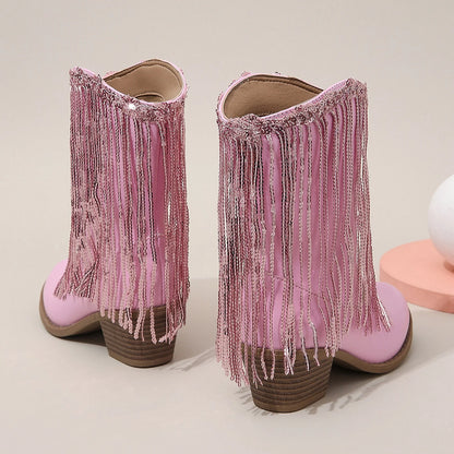 Girls' Fringe Mid-Calf Cowgirl Boots - CB083