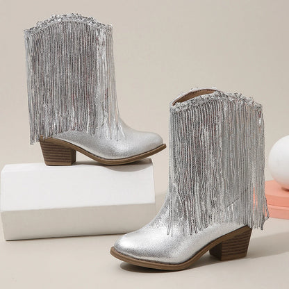 Girls' Fringe Mid-Calf Cowgirl Boots - CB083
