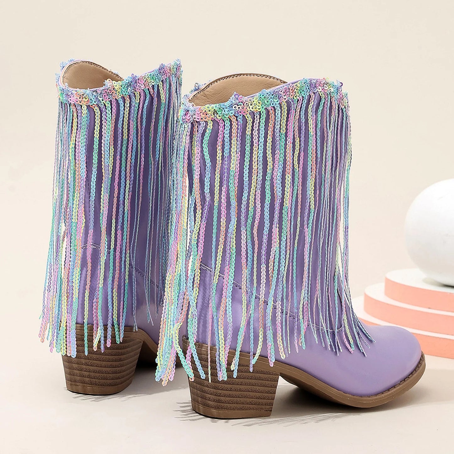 Girls' Fringe Mid-Calf Cowgirl Boots - CB083