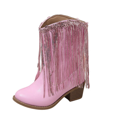 Girls' Fringe Mid-Calf Cowgirl Boots - CB083