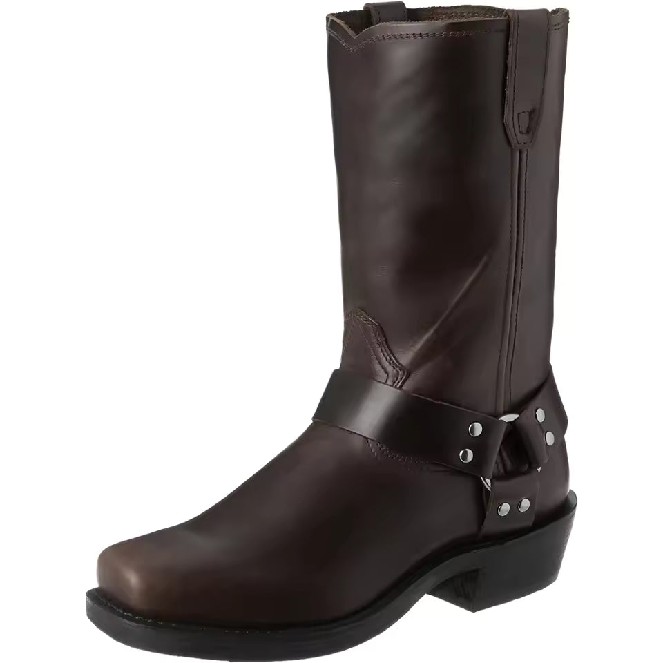 Men's PU Leather Mid-Calf Square Toe Cowboy Boots - CB022