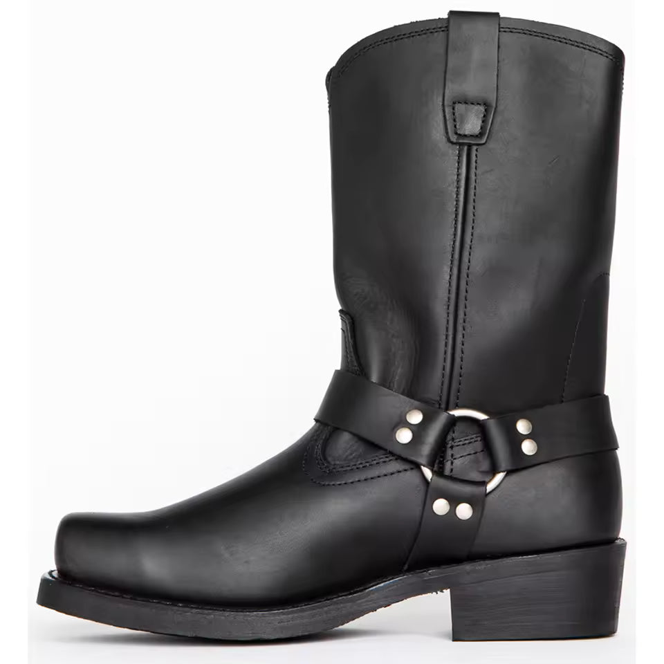 Men's PU Leather Mid-Calf Square Toe Cowboy Boots - CB022