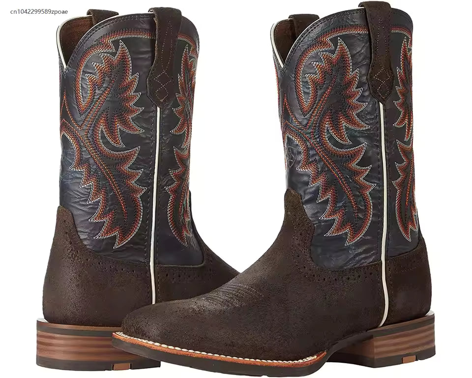 Unisex PU Leather Mid-Calf Western Cowboy Boots - CB016
