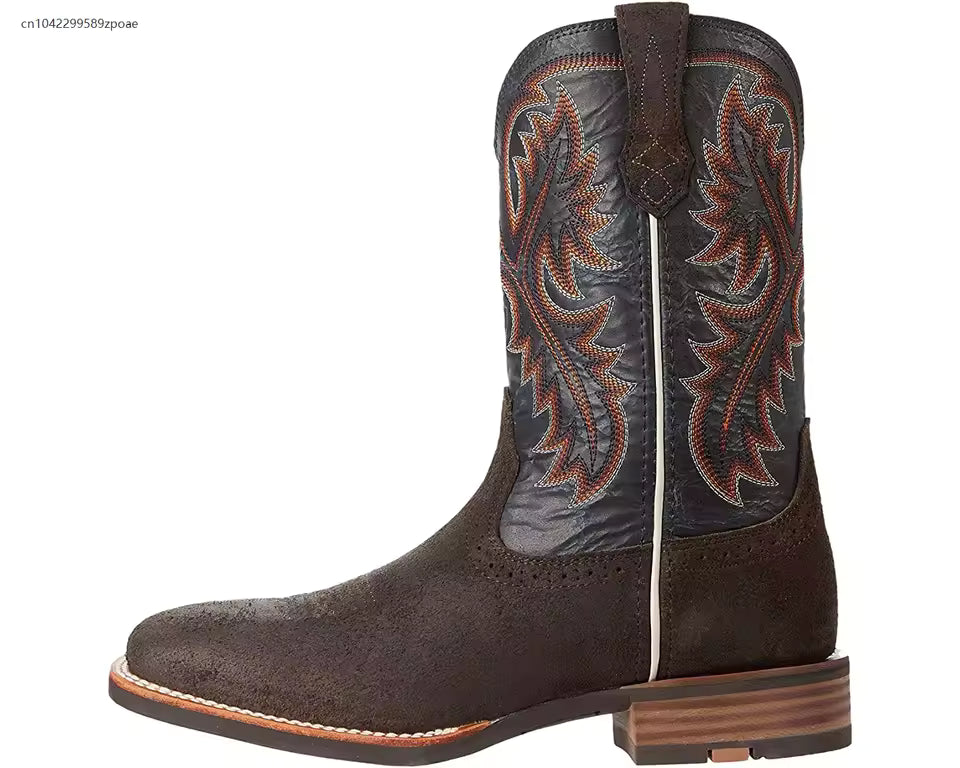 Unisex PU Leather Mid-Calf Western Cowboy Boots - CB016