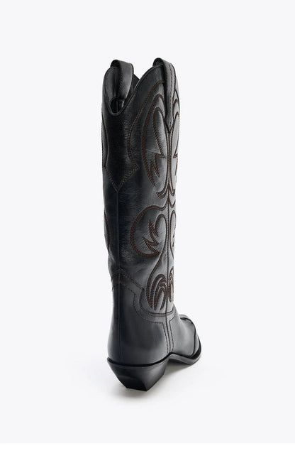 Women's Western Embroidered Studded Knee-High Cowgirl Boots - CB052