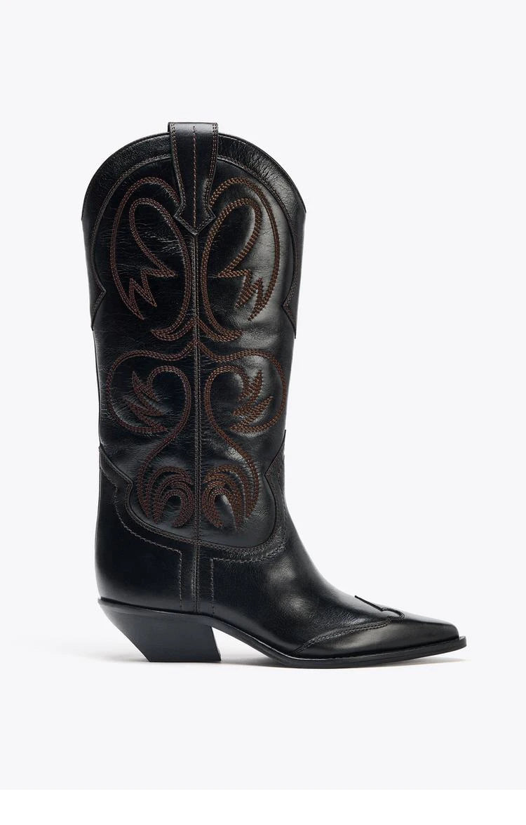 Women's Western Embroidered Studded Knee-High Cowgirl Boots - CB052