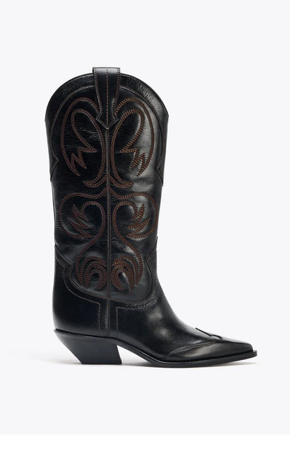 Women's Western Embroidered Studded Knee-High Cowgirl Boots - CB052