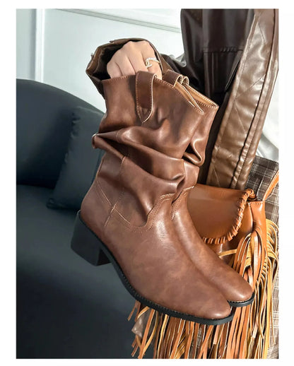 Women's Mid-Calf High Heel Cowgirl Boots - CB025