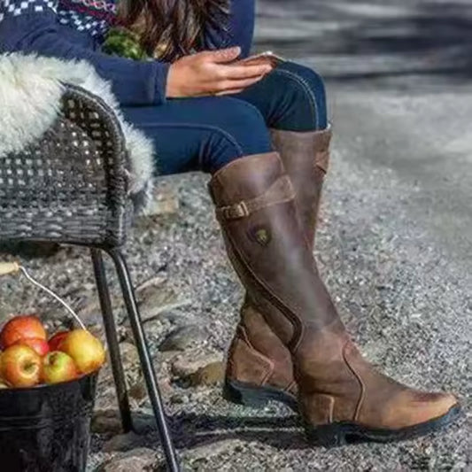 Western Fashion Women Boots Winter Knee High Heels Quality Suede Long Comfort Square Botines Mujer Thigh High Boot Botas - CB006