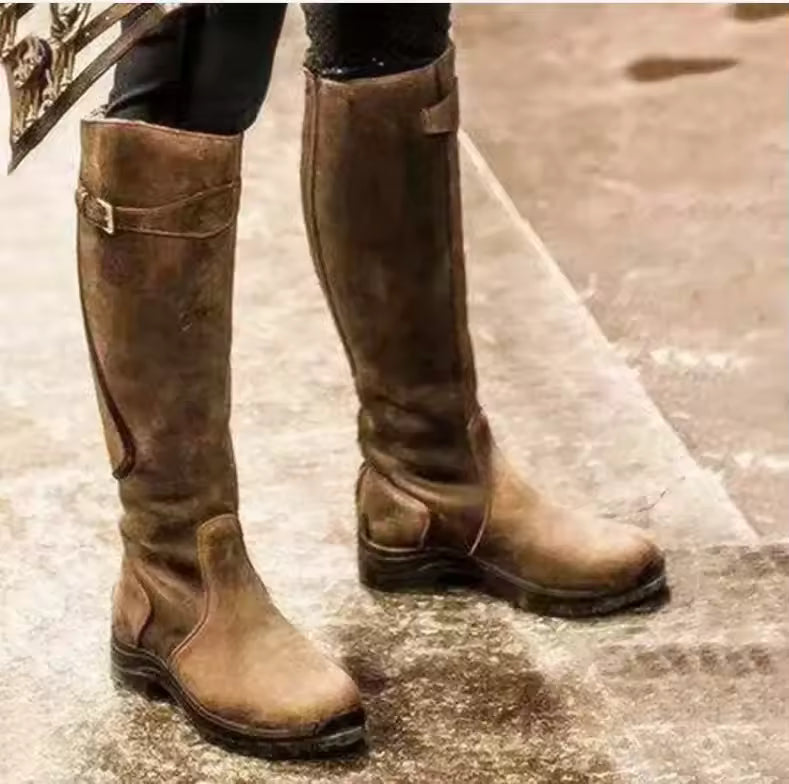 Women's Suede-Look Over-the-Knee Pointed Toe High Heel Cowgirl Boots - CB006