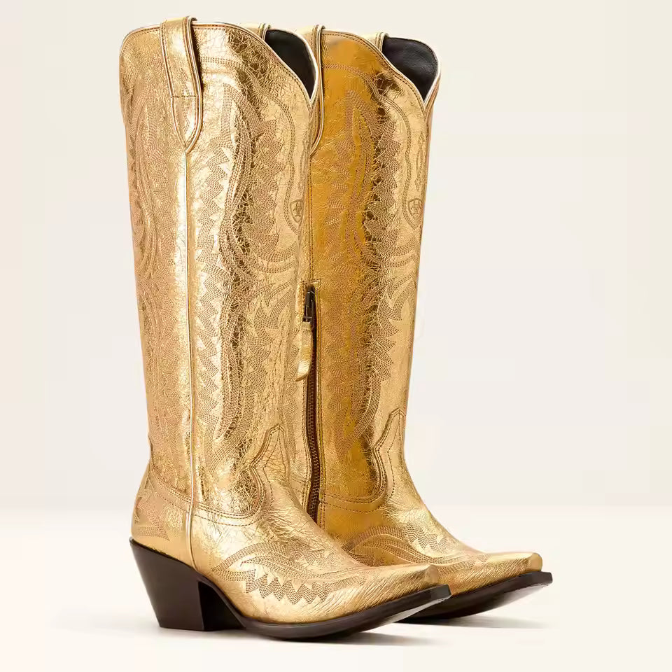 Women's Mid-Calf Pointed Toe High Heel Cowgirl Boots - CB039