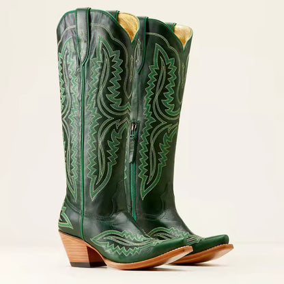 Women's Mid-Calf Pointed Toe High Heel Cowgirl Boots - CB039