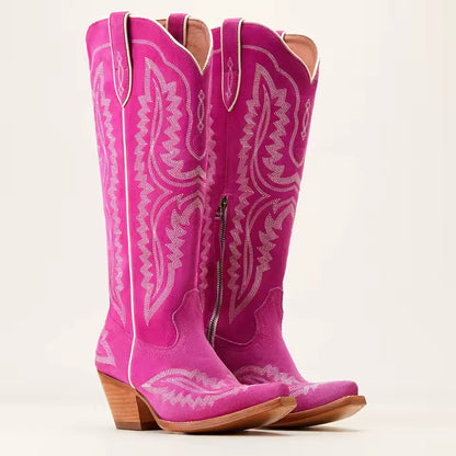 Women's Mid-Calf Pointed Toe High Heel Cowgirl Boots - CB039