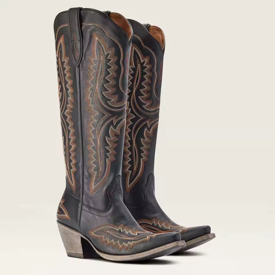 Women's Mid-Calf Pointed Toe High Heel Cowgirl Boots - CB039