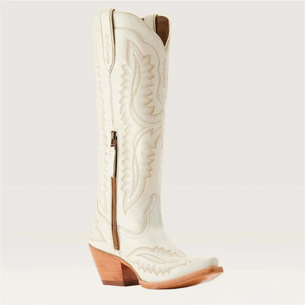Women's Mid-Calf Pointed Toe High Heel Cowgirl Boots - CB039