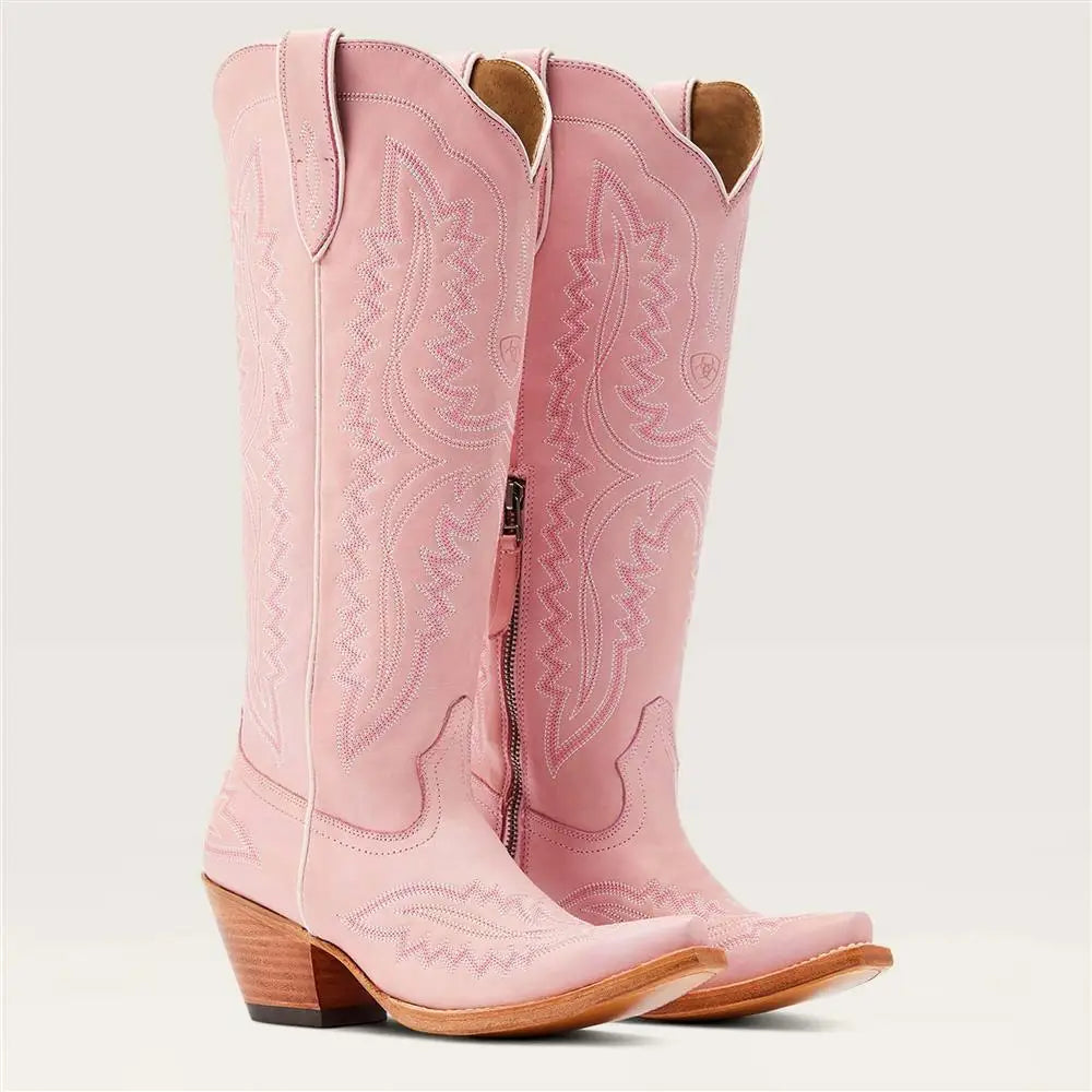 Women's Mid-Calf Pointed Toe High Heel Cowgirl Boots - CB039