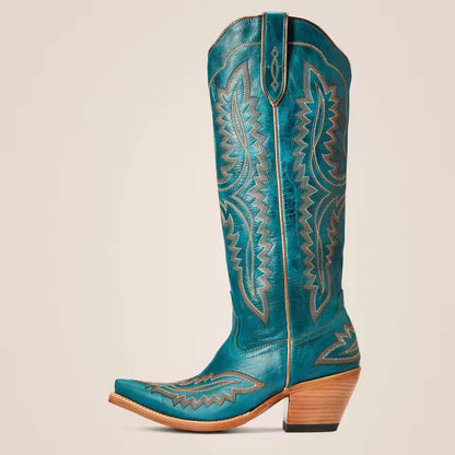 Women's Mid-Calf Pointed Toe High Heel Cowgirl Boots - CB039
